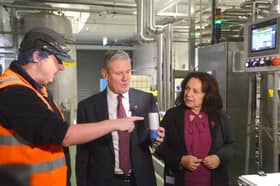 Labour Leader Sir Keir Starmer with Sunderland Central Map Julie Elliott on a recent tour of Clearly Drinks in Southwick earlier this month