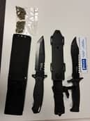 Northumbria Police picture of the seized knives and drugs.