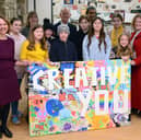 Sunderland Culture’s Rebecca Ball, left, Arts Council England’s Nicolas Baumfeld (centre, back) and Cllr Linda Williams, right, at a Creative You crafts workshop for young people at Arts Centre Washington.