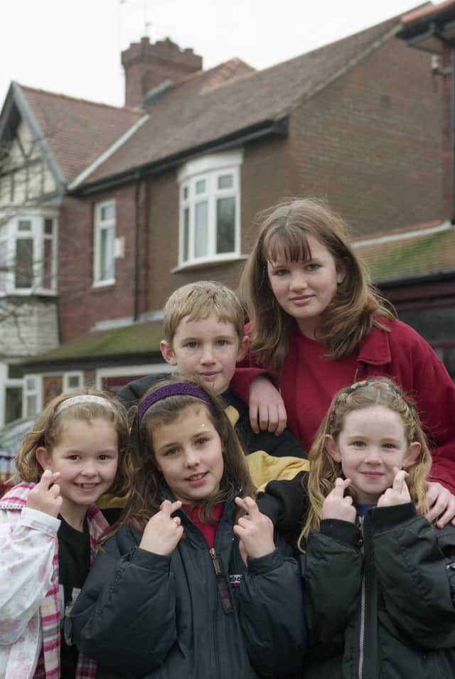 The McGill family, from left: Chloe, 7; John 11; Sarah, 13; and Charlotte, 7; with Lauren Binks, front centre hoping the owl flies away to make way for Santa.