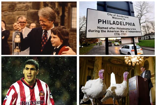 Clockwise from top left: President Carter at Washington Old Hall in 1977, our Philadelphia, pardoned turkeys and Sunderland footballer Claudio Reyna.