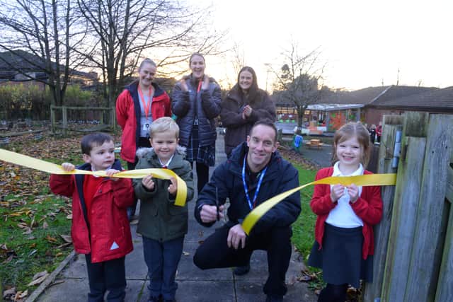 The official opening of the new outdoor play area at Rickleton Primary School.