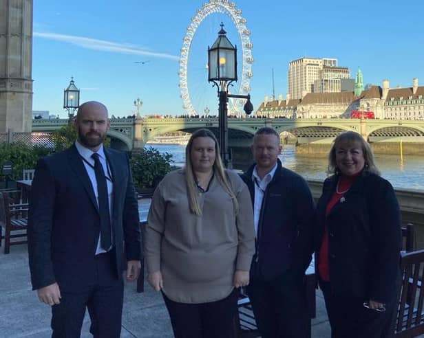 (Left to right) Sergeant Robert Lowery, Alison Rudkin, Daniel Dunbar and MP Sharon Hodgson ahead of their meeting with the Secretary of State for Justice, Alex Chalk.