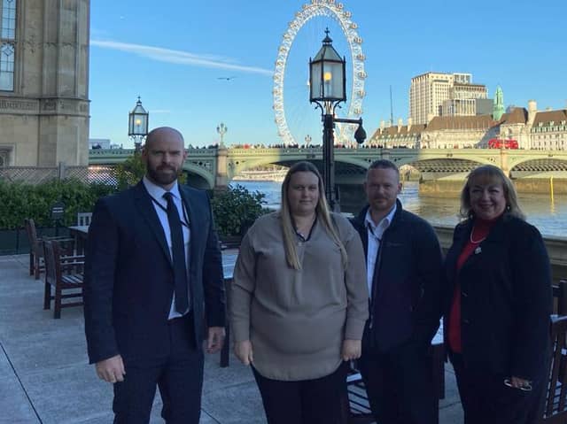 (Left to right) Sergeant Robert Lowery, Alison Rudkin, Daniel Dunbar and MP Sharon Hodgson ahead of their meeting with the Secretary of State for Justice, Alex Chalk.