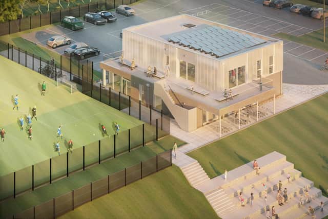 A CGI image released to show how the new Beamish Football Centre will look.