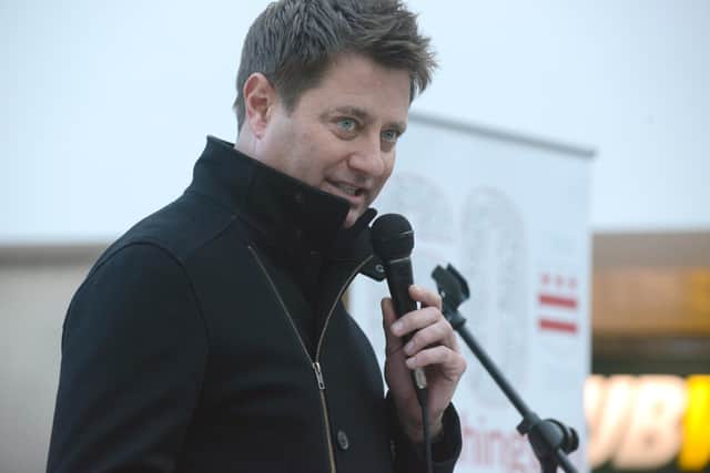 George Clarke speaking to youngsters at the launch event in the Galleries.