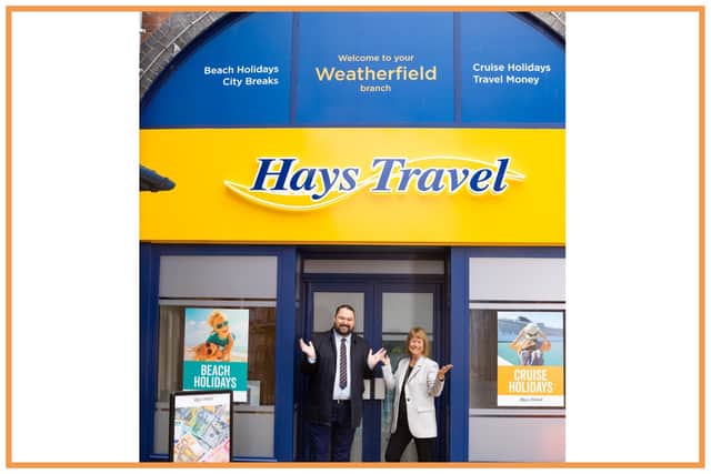 Irene Hays, right, at the Hays Travel in Weatherfield