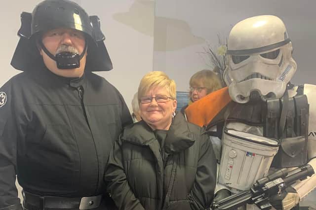Villager Angela Hodgson, bumped into the NE Legion’s Star Wars characters while attending the fair. 