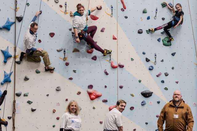 Aria Pearson (far right) with other members of the climbing team.