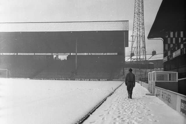 A snowy day at Roker Park.