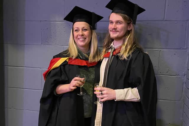Sarah Burton and son Jadon Burton celebrate graduating from their nursing degrees together.