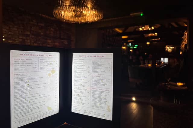 Light up menus at the atmospheric restaurant 