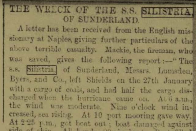 A Sunderland Echo report on the disaster from 1879.