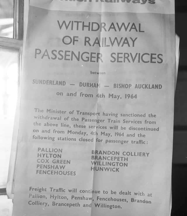 The notice which brought the dreaded news to passengers on Wearside.