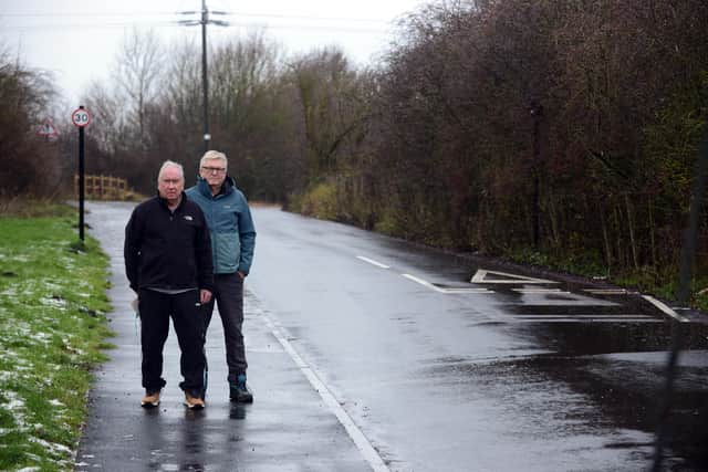 Residents Ian Dixon and Ian Crowe say current traffic calming measures on Redburn Row are not having the desired affect.