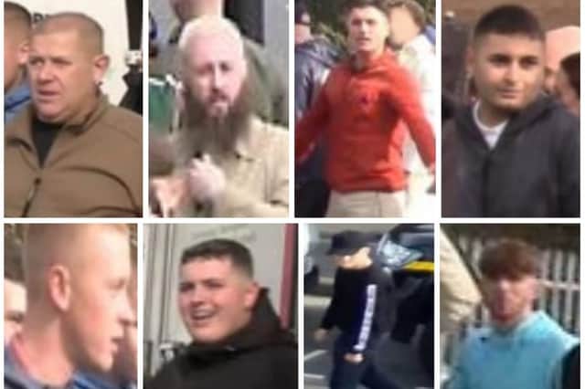 The eight people the police would like to speak with in connection to a reported incident before the Middlesbrough game.