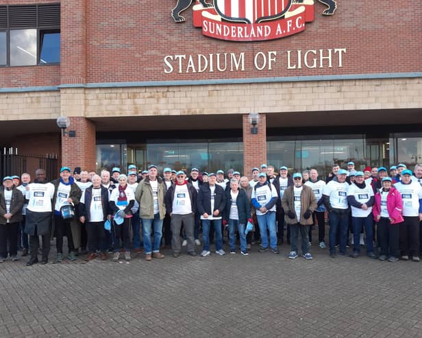 Walkers getting ready to set off from the Stadium of Light.