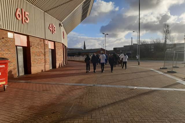 Walkers setting off from the Stadium of Light.