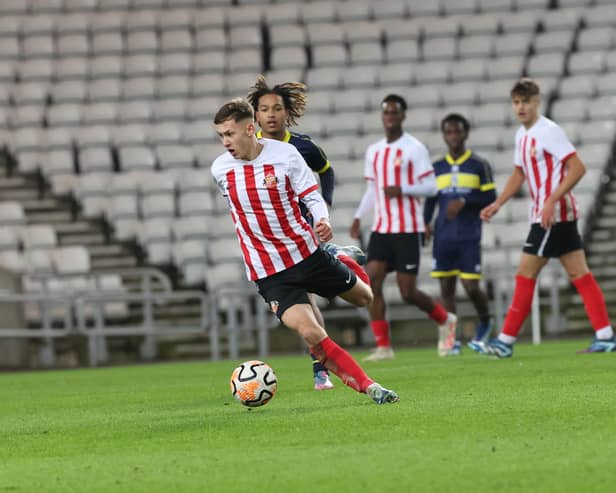 Chris Rigg in action for Sunderland's under-18s against Middlesbrough.