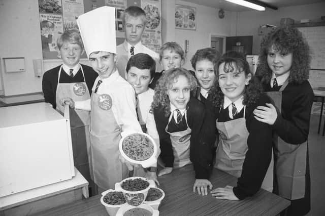 Making Christmas puddings at Monkwearmouth School in 1988.