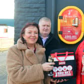 Red Sky Foundation's Sergio Petrucci Vista Tilleys Louise Bradley and Peter Devlin with new defibrillator