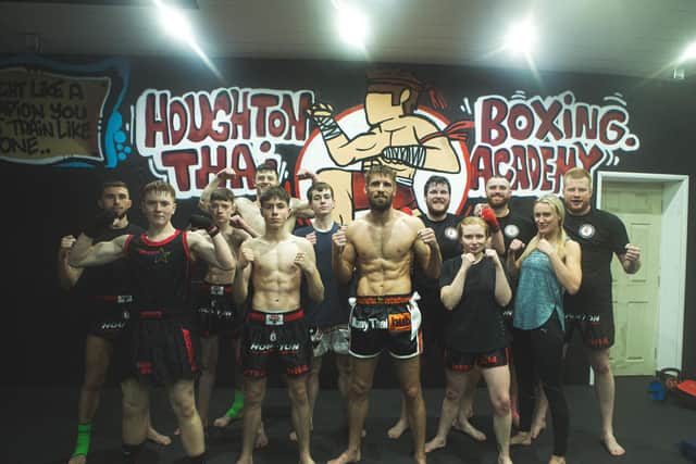 Houghton Thai Boxing Academy members, with head coach Jake Thirlaway, centre.