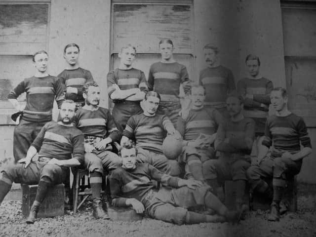 Sunderland Rugby Club's side from its first season in 1874.
There are 13 people in the photo as two players had gone back to school.