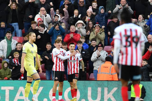 Nazariy Rusyn celebrates his first Sunderland goal