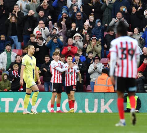 Nazariy Rusyn celebrates his first Sunderland goal