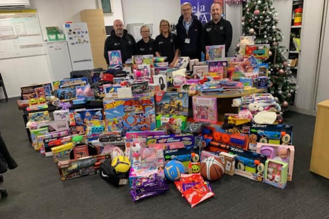 Presents ready to be collected from Bidvest Noonan's Sunderland office.