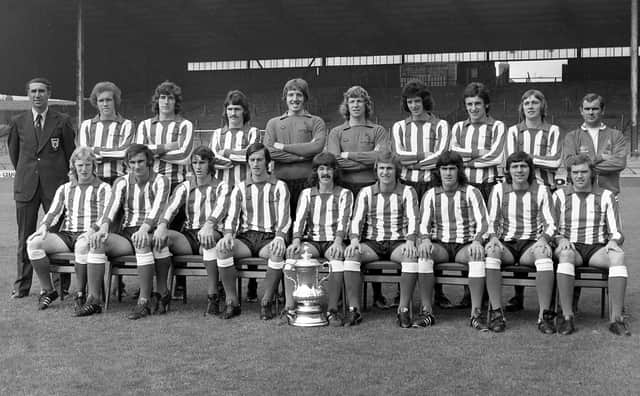 The Sunderland squad with the FA Cup in 1974.