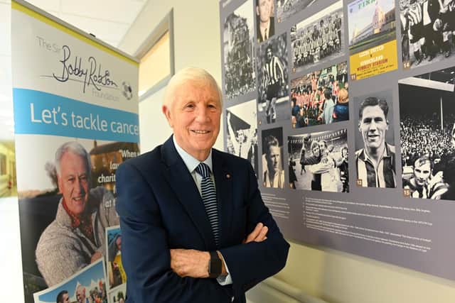 Jimmy Montgomery outside the Sir Bobby Robson Cancer Trials Research Centre