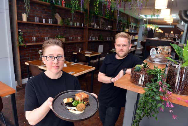 Business owners Carley Wood and Nathan Outhwaite at Spent Grain in John Street