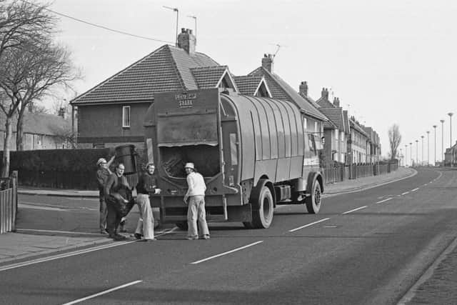 Sunderland refuse collectors starting the mammoth task of clearing six weeks of accumulated rubbish in 1979.