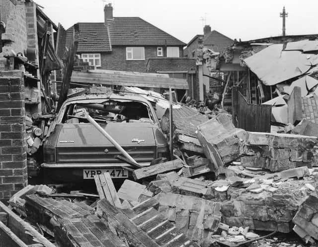 The damage to the scene in 1974.