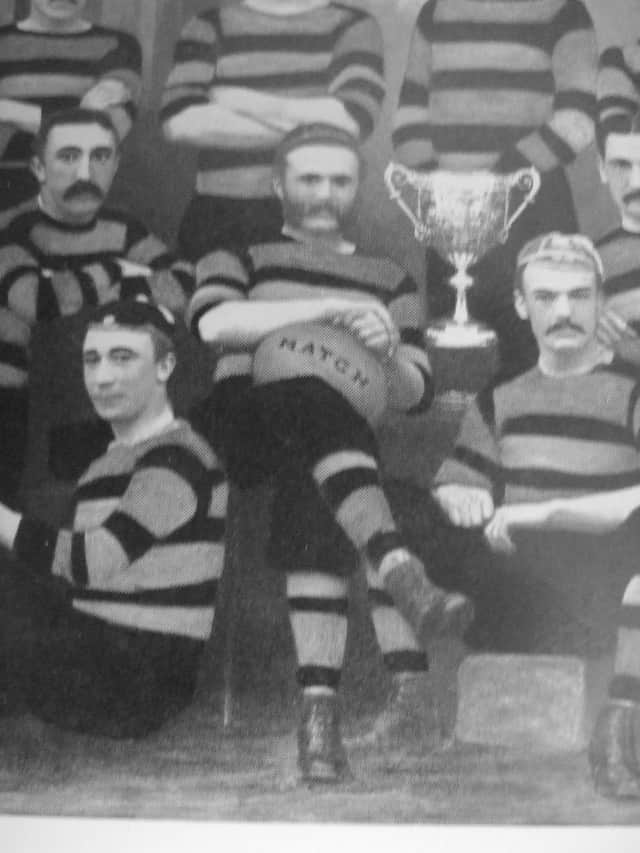 Arthur Laing (with the cup). He scored the winning points in Sunderland's first inter-club match.