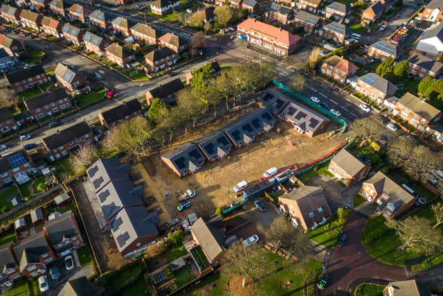 An aerial view of of the new houses, close to Hylton Road.