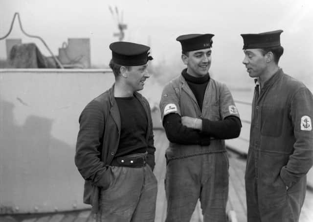 Three of the Sunderland sailors pictured back in port in January 1944.
