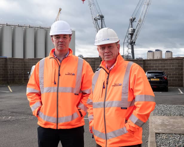 Sven Richards (left) with Matthew Hunt at the Port of Sunderland. Submitted picture.