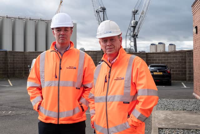 Sven Richards (left) with Matthew Hunt at the Port of Sunderland. Submitted picture.
