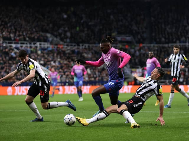 Ac Milan winger Rafael Leao in action against Newcastle United. Leao will reportedly cost £150m if he leaves the San Siro in summer.
