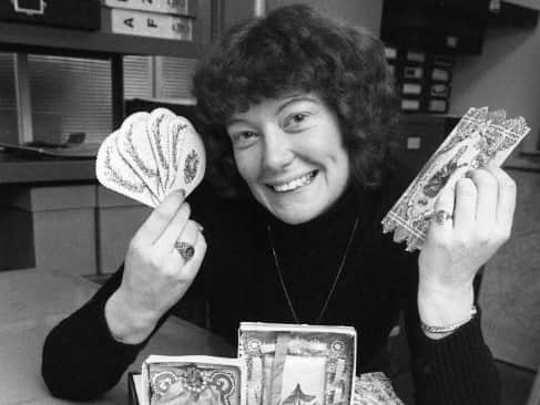 Sunderland Museum secretary Judy Sunley, pictured in 1980 with old Valentine cards, dating back through the 19th century. 