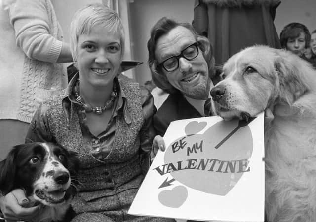 The launch of the PDSA special appeal for funds in 1974.
Pictured are Miss Coro Guerney with Flossie, and Bryan Johnson with Perry, stars of the pantomime at Sunderland Empire Theatre.