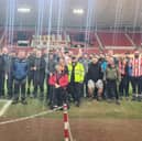 Chris Wood and the walkers setting off from the Stadium of Light.