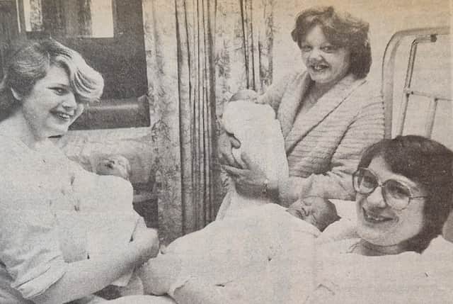 Left to right Mrs Jeanette Harrison, Mrs Christine Bulmer and Mrs Susan Priddle with their babies Chanel, Anthony and Glenn.