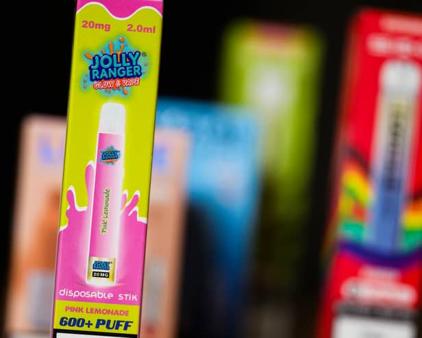 Some of the bright and colourful vapes which could appeal to children.