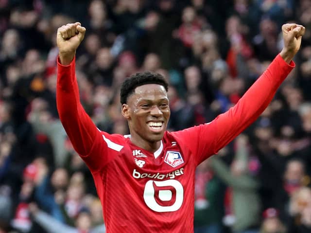 Lille striker Jonathan David. David has been linked with a move to Newcastle United - but they will reportedly face stiff competition from Aston Villa, Chelsea and Manchester United for his signature.