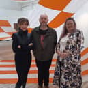 Sunderland BID representative Victoria Scarisbrick (left) alongside local artists Dale Hardy and Su Devine and artwork from Marilou Chagnaud.