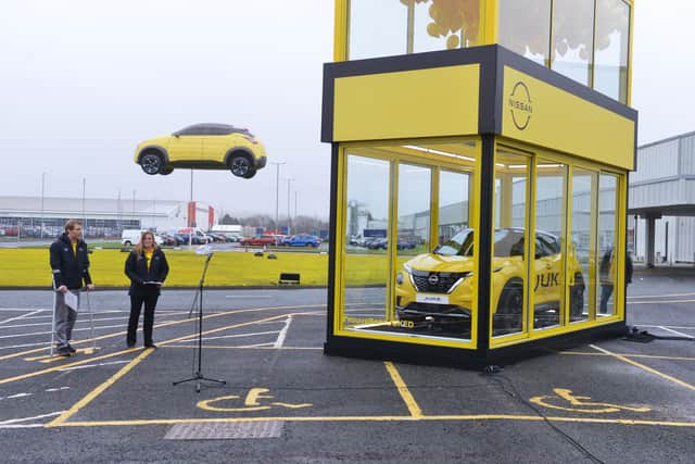 Nissan Director of Production JS Bolton unveils the new yellow Juke