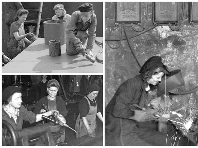 The women of Sunderland's shipyards pictured during the Second World War.